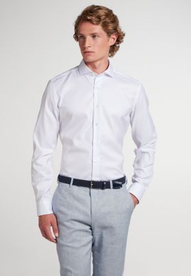 Eterna, Miesten kauluspaita, Cover Shirt White Slim Fit Valkoinen