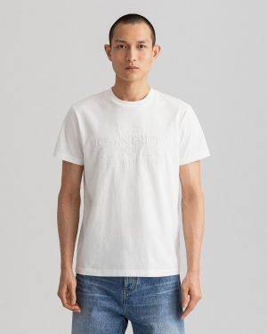 Gant Miesten T-paita, TONAL ARCHIVE SHIELD T-SHIRT Luonnonvalkoinen