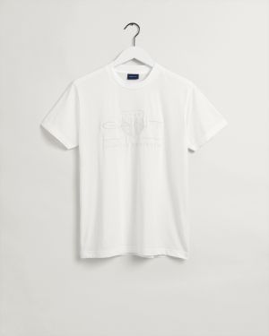 Gant Miesten T-paita, TONAL ARCHIVE SHIELD T-SHIRT Valkoinen