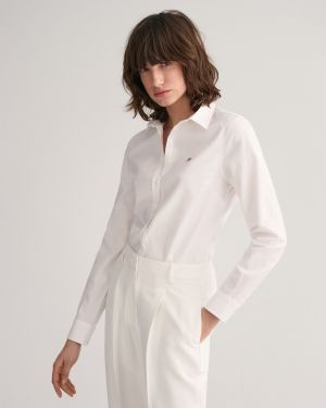 Gant naisten paitapusero, SLIM STRETCH OXFORD SHIRT Valkoinen