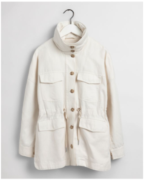 Gant Naisten Kevättakki, Cotton Linen Field Jacket Luonnonvalkoinen