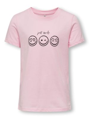Kids Only t-paita, KOGSMIL REG SS HAPPY TOP Vaaleanpunainen