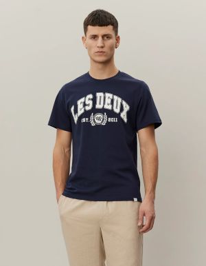 Les Deux miesten t-paita, UNIVERSITY T-SHIRT Tummansininen