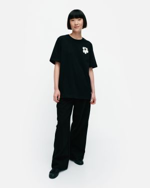 Marimekko unisex t-paita, Embla Unikko Placement  Mustavalkoinen