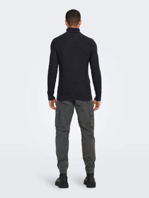 Only and Sons miesten neulepusero, KAY REG ROLL NECK KNIT Musta