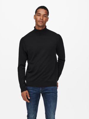 Only and Sons Miesten Pooloneule, Wyler Life Roll Neck Nos Musta