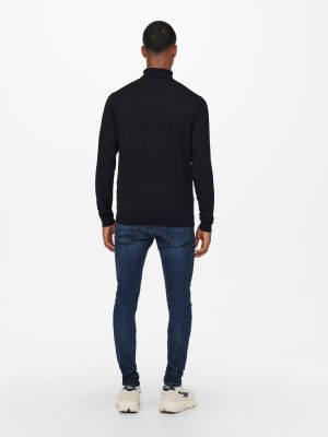 Only and Sons Miesten Pooloneule, Wyler Life Roll Neck Nos Musta