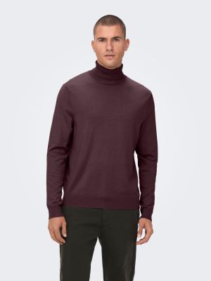 Only and Sons Miesten Pooloneule, Wyler Life Roll Neck Nos Viininpunainen