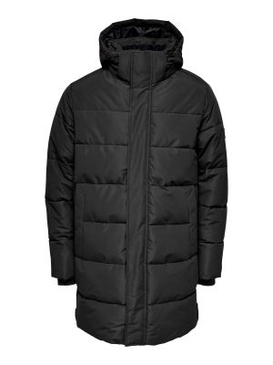 Only and Sons Miesten Talvitakki Carl Long Quilted Coat Musta