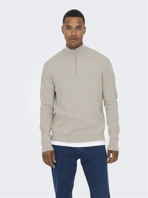 Only and Sons neule, PHIL COTTON HALF ZIP Luonnonvalkoinen