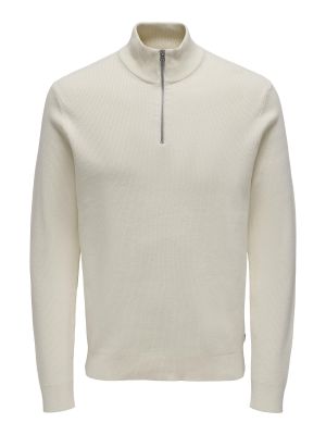 Only and Sons neule, PHIL COTTON HALF ZIP Valkoinen