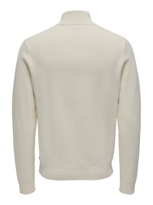 Only and Sons neule, PHIL COTTON HALF ZIP Valkoinen