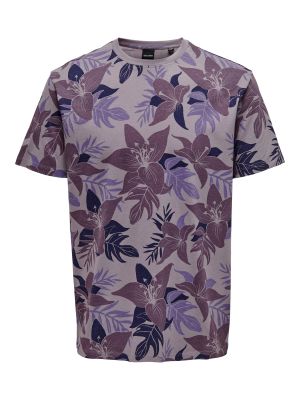 Only and Sons t-paita, FLORAL REG Kuosi Lila