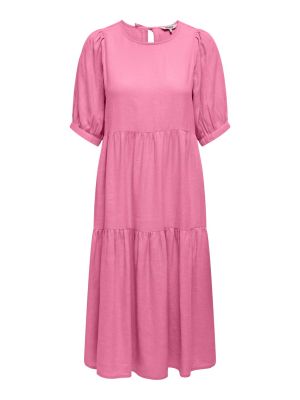 Only naisten mekko, ONLCARO 2/4 LINEN MIDI DRESS Vaaleanpunainen