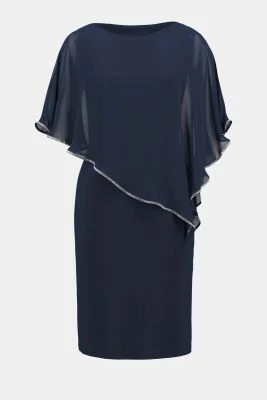 Ribkoff Naisten Mekko, LAYERED DRESS W CAPE Tummansininen