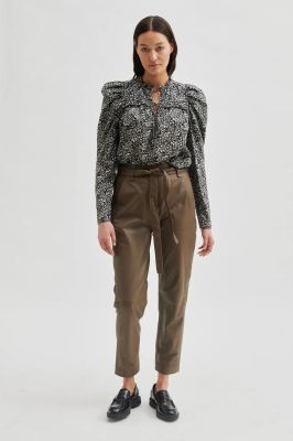 Second Female Naisten Nahkahousut Lindie Leather New Trousers Khaki