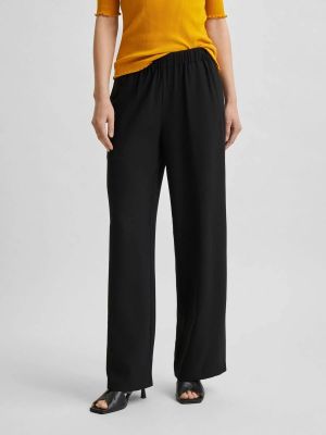 Selected Femme housut, SLFTINNI-RELAXED MW WIDE PANT  Musta