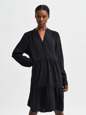 Selected Femme Naisten Mekko, K-SLFMIVIA LS SHORT DRESS B NOOS Musta