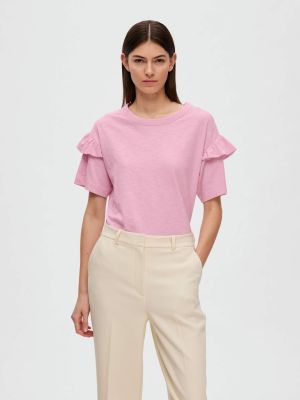 Selected Femme t-paita, SLFRYLIE SS FLORENCE TEE Vaaleanpunainen