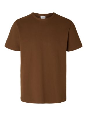 Selected t-paita, JOSEPH PIQUE SS O-NECK Keskiruskea