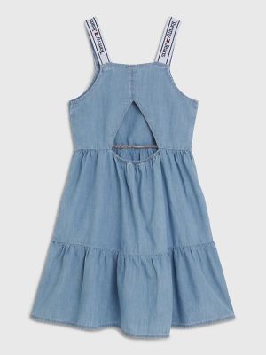 Tommy Hilfiger Childrenswear mekko, LYOCELL STRAP DENIM DRESS Vaaleansininen