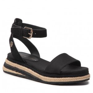 Tommy Hilfiger Naisten Espadrillot Th Colored Rope Low Wedge Sandal Musta