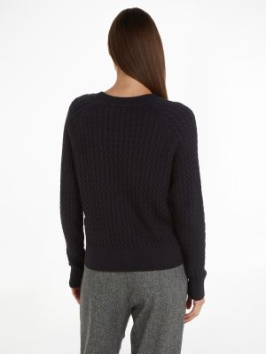 Tommy Hilfiger naisten neule, CO MINI CABLE C-NECK SWEATER Musta