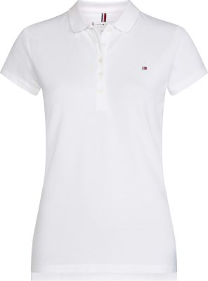 Tommy Hilfiger Naisten T-Paita, Heritage Short Sleeve Slim Polo Valkoinen