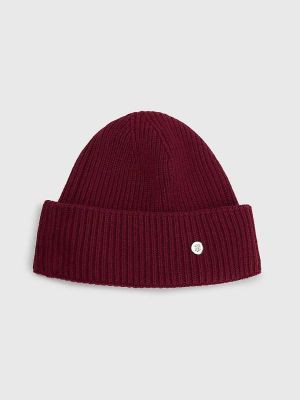 Tommy Hilfiger Pipo TH ELEVATED BEANIE Viininpunainen