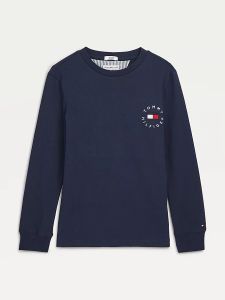 Tommy Hilfiger Childrenswear Lasten Pitkähihainen T-paita HERITAGE BAGDE TEE L/S  Tummansininen