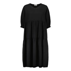 Sinnuu Naisten Mekko SINNUU LINEN DRESS 3/4 FRILL Musta