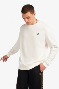 fred-perry-miesten-collegepaita-printed-patch-sweater-valkoinen-1