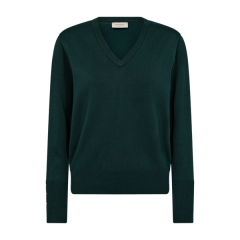 freequent-naisten-neule-katie-pullover-v-neck-tummanvihrea-1