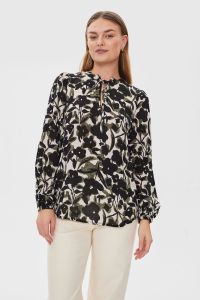 freequent-naisten-pusero-adney-blouse-vihrea-kuosi-1