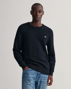 gant-miesten-neulepusero-cotton-texture-c-neck-tummansininen-1