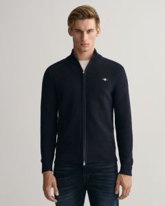 gant-neuletakki-cotton-texture-zip-cardigan-tummansininen-1