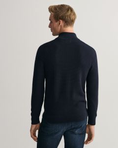 gant-neuletakki-cotton-texture-zip-cardigan-tummansininen-2