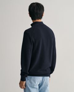 gant-puuvillaneule-cotton-texture-half-zip-tummansininen-2
