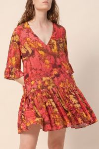halo-naisten-lyhyt-pellavamekko-reidar-linen-mini-frill-dress-punainen-kuosi-1