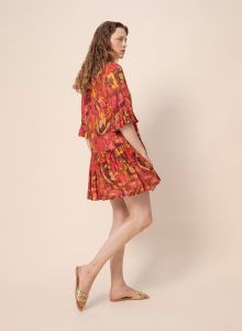halo-naisten-lyhyt-pellavamekko-reidar-linen-mini-frill-dress-punainen-kuosi-2