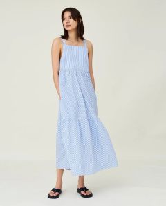 lexington-naisten-mekko-leila-organic-cotton-maxi-dress-raidallinen-sininen-1