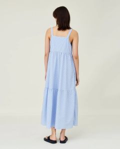 lexington-naisten-mekko-leila-organic-cotton-maxi-dress-raidallinen-sininen-2