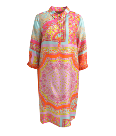 milano-italy-naisten-mekko-buttoned-dress-w-collar-pinkki-kuosi-1