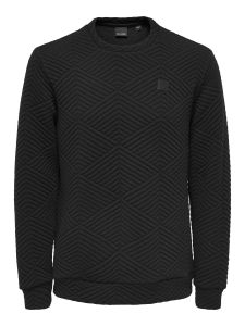 only-and-sons-miesten-neule-onsrodney-reg-quilt-crew-neck-sweat-musta-1
