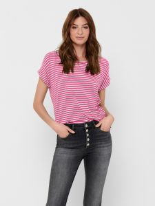 only-naisten-t-paita-onlmoster-stripe-s-s-o-neck-top-jrs-raidallinen-pinkki-1