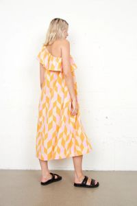second-female-naisten-mekko-dorit-one-shoulder-fress-oranssi-kuosi-2