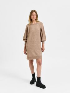 selected-femme-naisten-neulemekko-slflulu-ls-knit-dress-o-neck-vaalea-beige-1