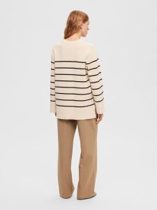 selected-femme-naisten-neuletakki-k-slfliva-ls-long-knit-cardigan-noos-raidallinen-beige-2