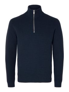 selected-miesten-neulepusero-dane-ls-knit-structure-half-zip-tummansininen-2