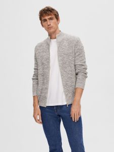 selected-miesten-neuletakki-vince-knit-bubble-full-zip-harmaa-1